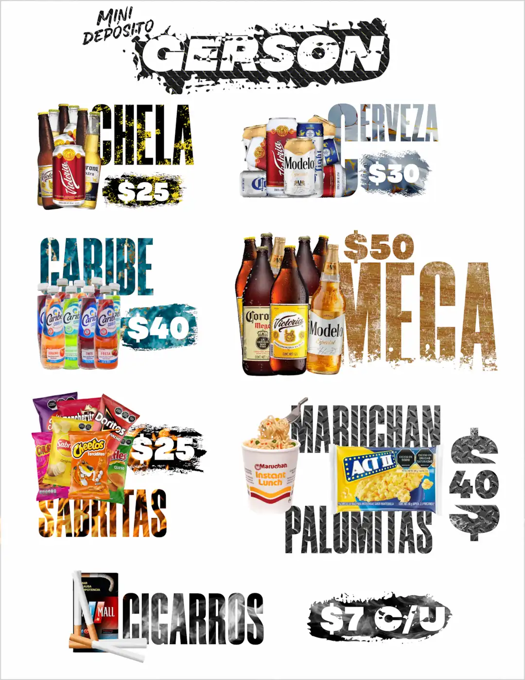 Menú para un mini depósito